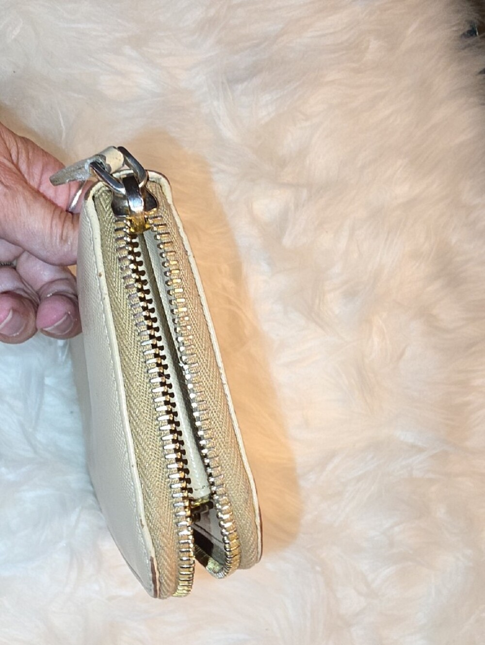 Prada Beige Saffiano Zip-Around Wallet with Gold Logo - Picture 7 of 10